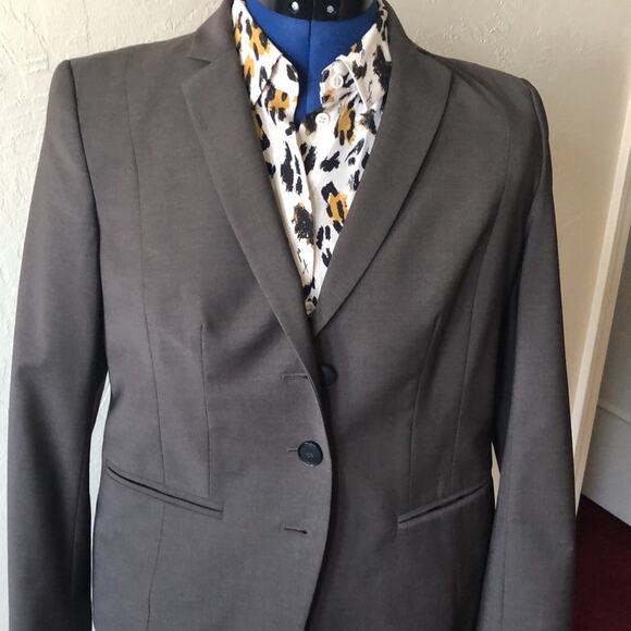 Ann Taylor Brown Tropical Wool Jacket Sz 4P - Picture 1 of 5